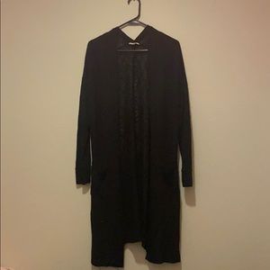 Black v-cut back cardigan